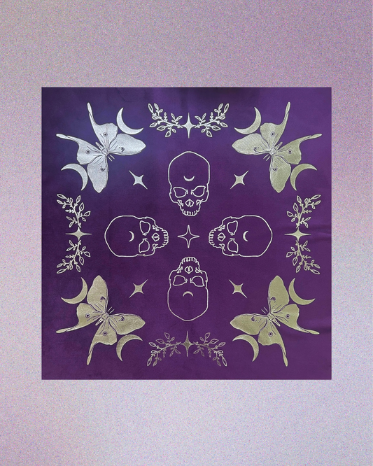 Velvet Altar Cloth - "Luna Moth" Forest Green