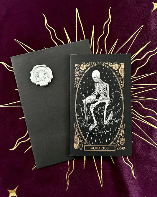blank greeting card with Aquarius zodiac sign design from the Mirror Oracle deck by Amrit Brar and 13th Press