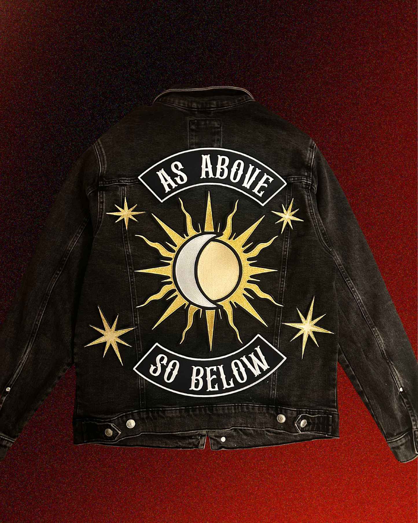 Embroidered Back Patch Set - "Celestial", Five Patches, Stars, Sun & Moon