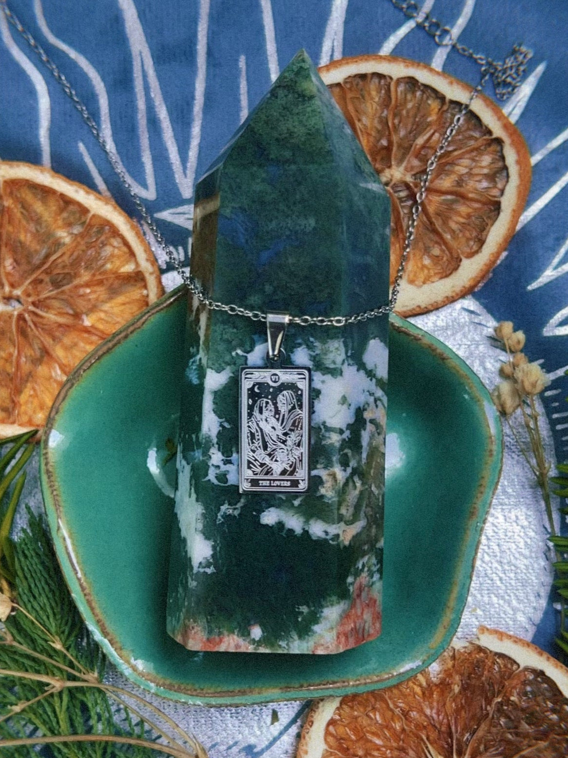 Tarot Card Necklace - The Lovers from the Marigold Tarot Deck, 13th Press x Feyr™