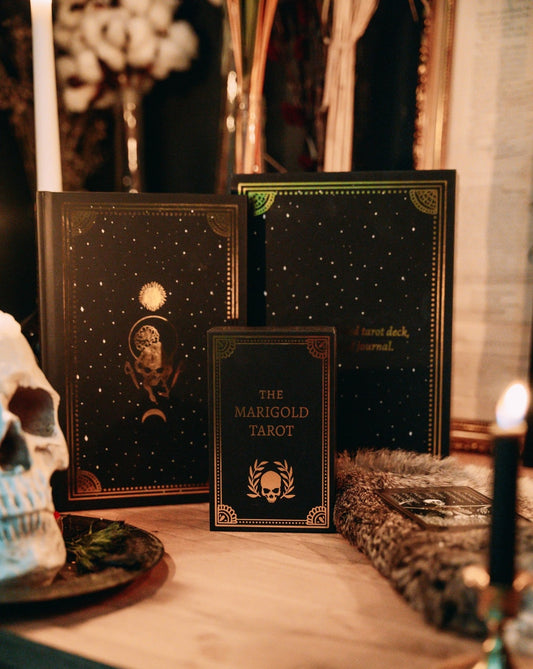 marigold tarot box set includes guide and journal and tarot deck