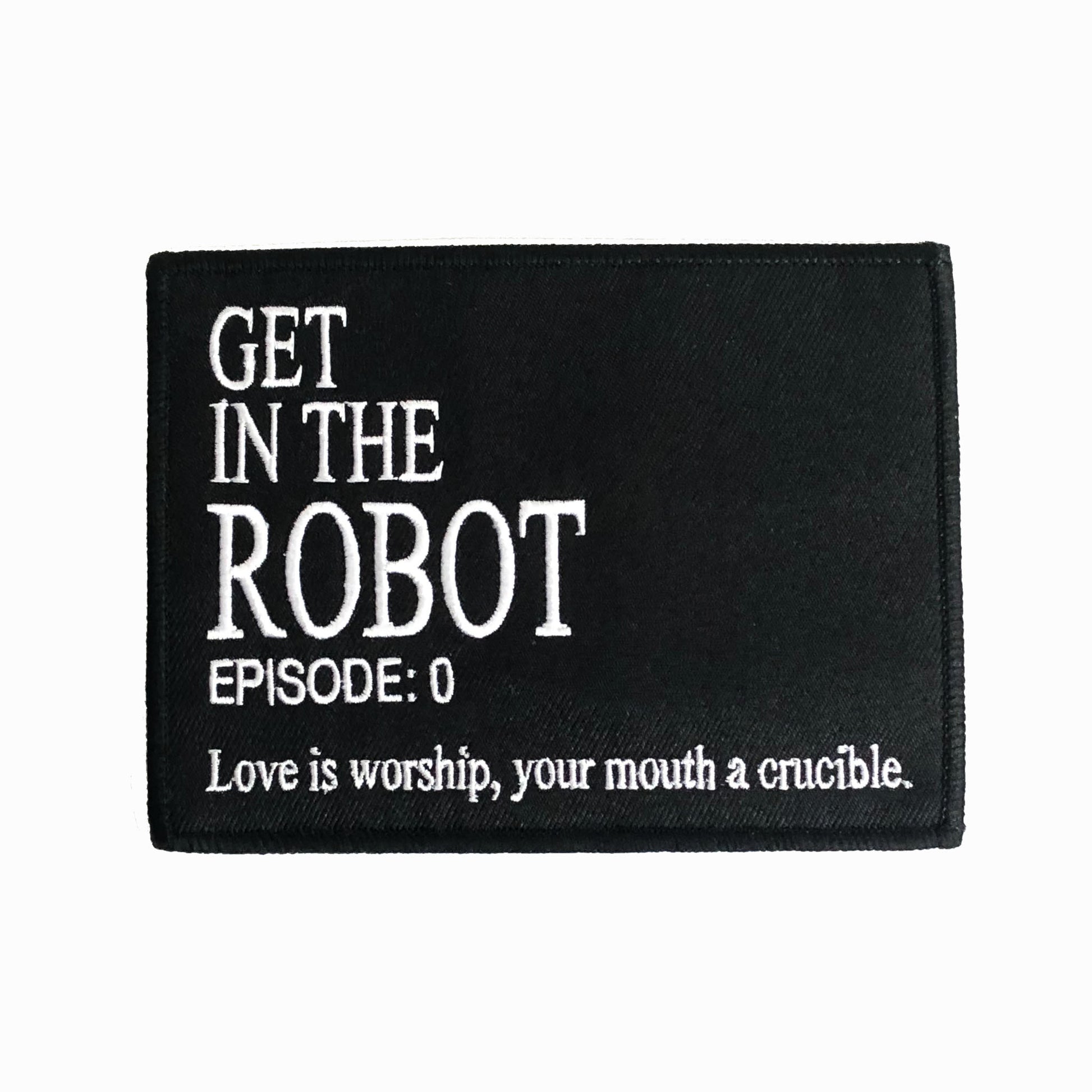 black and white thread embroidered iron-on patch designed by Amrit Brar and 13th Press. Iron-on denim patch