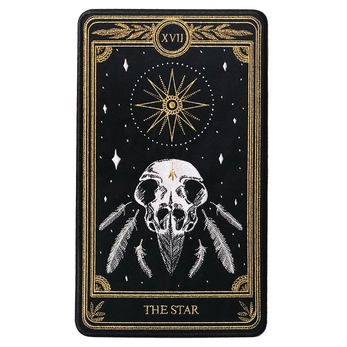 the star tarot card embroidered back patch, design from the Marigold Tarot deck by Amrit Brar and 13th press.