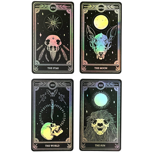 Celestial Sticker Pack, Marigold Tarot Holographic: The Star, The Moon, The Sun, The World