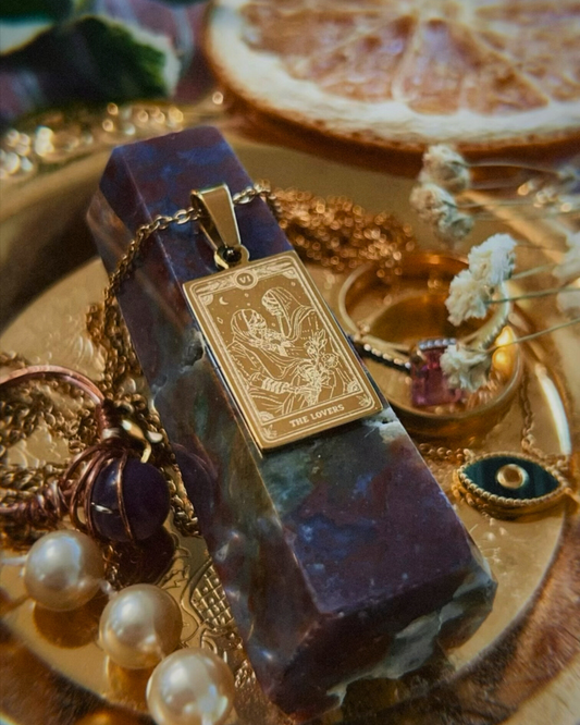 Tarot Card Necklace - The Lovers from the Marigold Tarot Deck, 13th Press x Feyr™