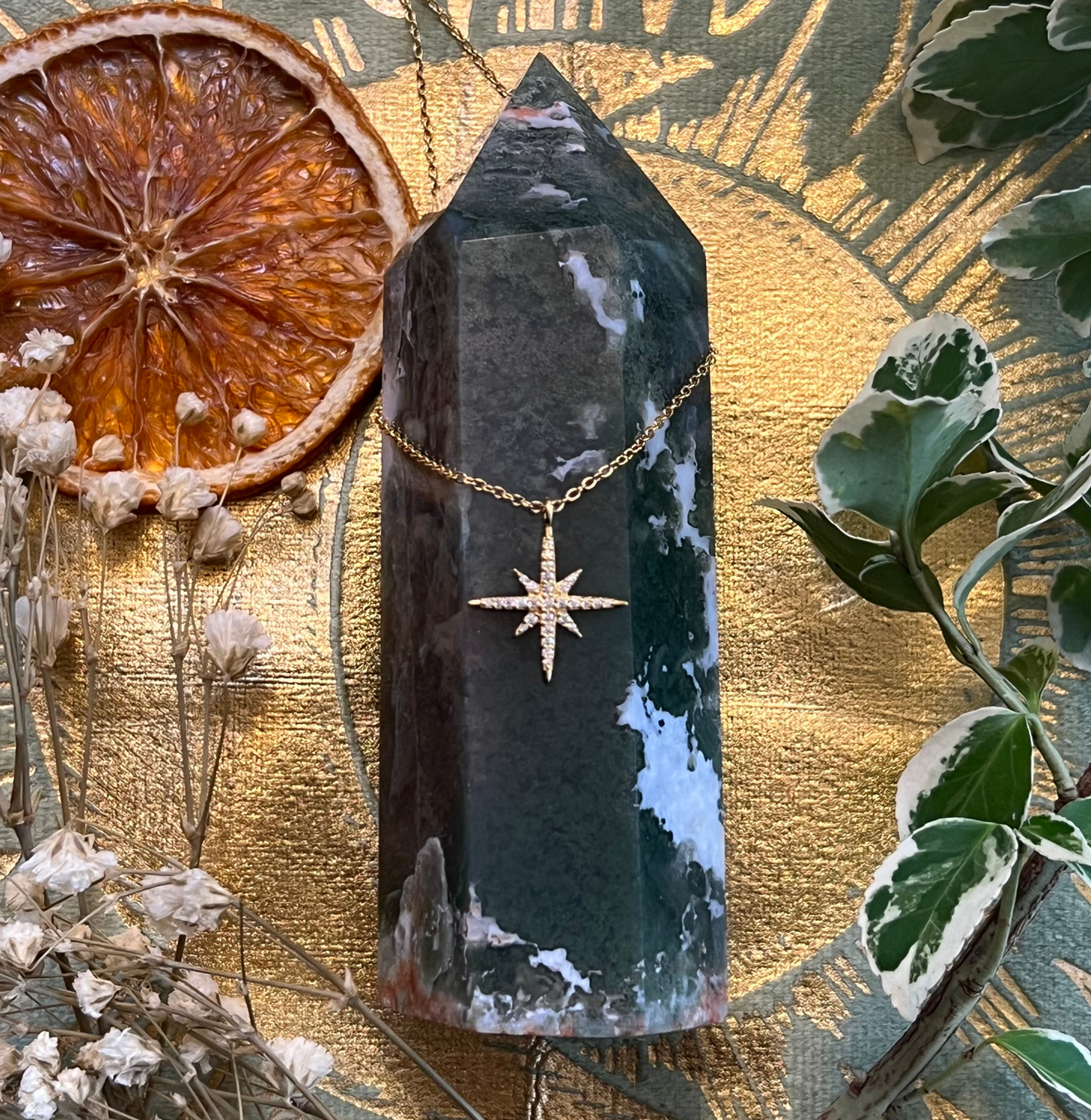 pendant crystal dainty gold necklace