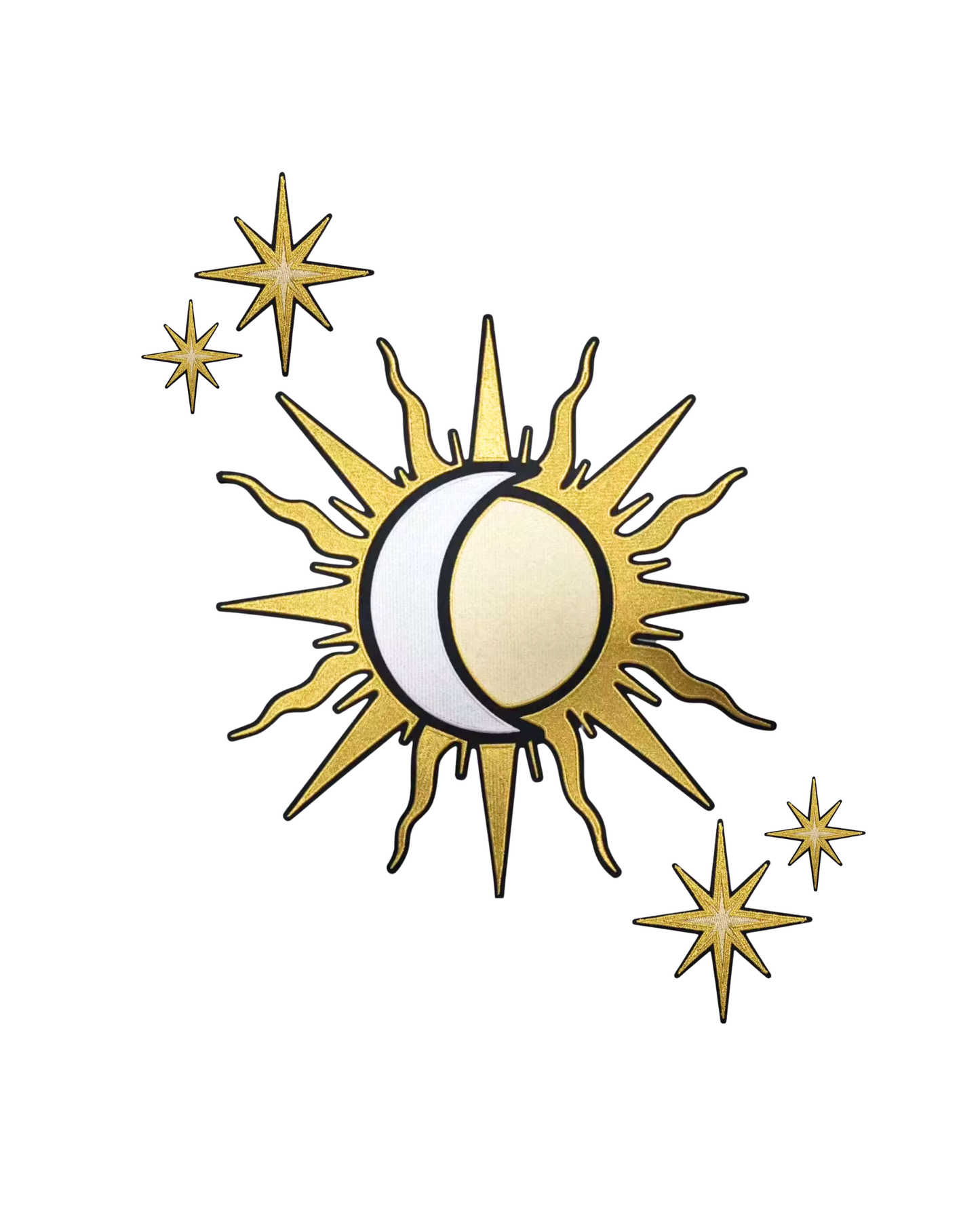 Embroidered Back Patch Set - "Celestial", Five Patches, Stars, Sun & Moon