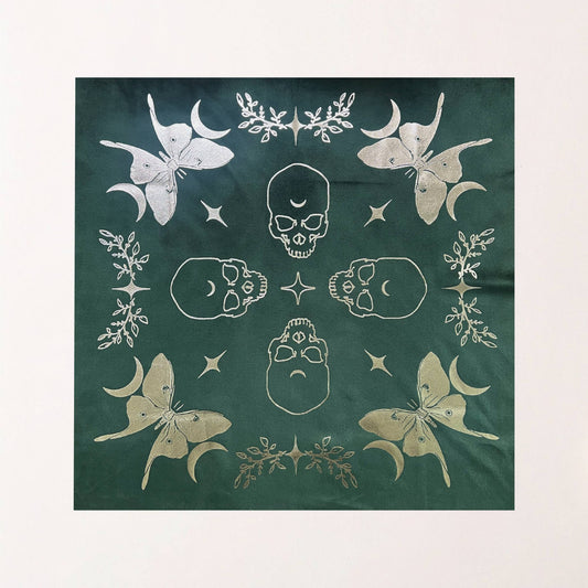 Velvet Altar Cloth - "Luna Moth" Forest Green