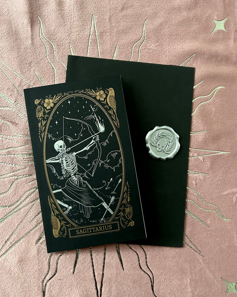 blank greeting card with Sagittarius zodiac sign design from the Mirror Oracle deck by Amrit Brar and 13th Press