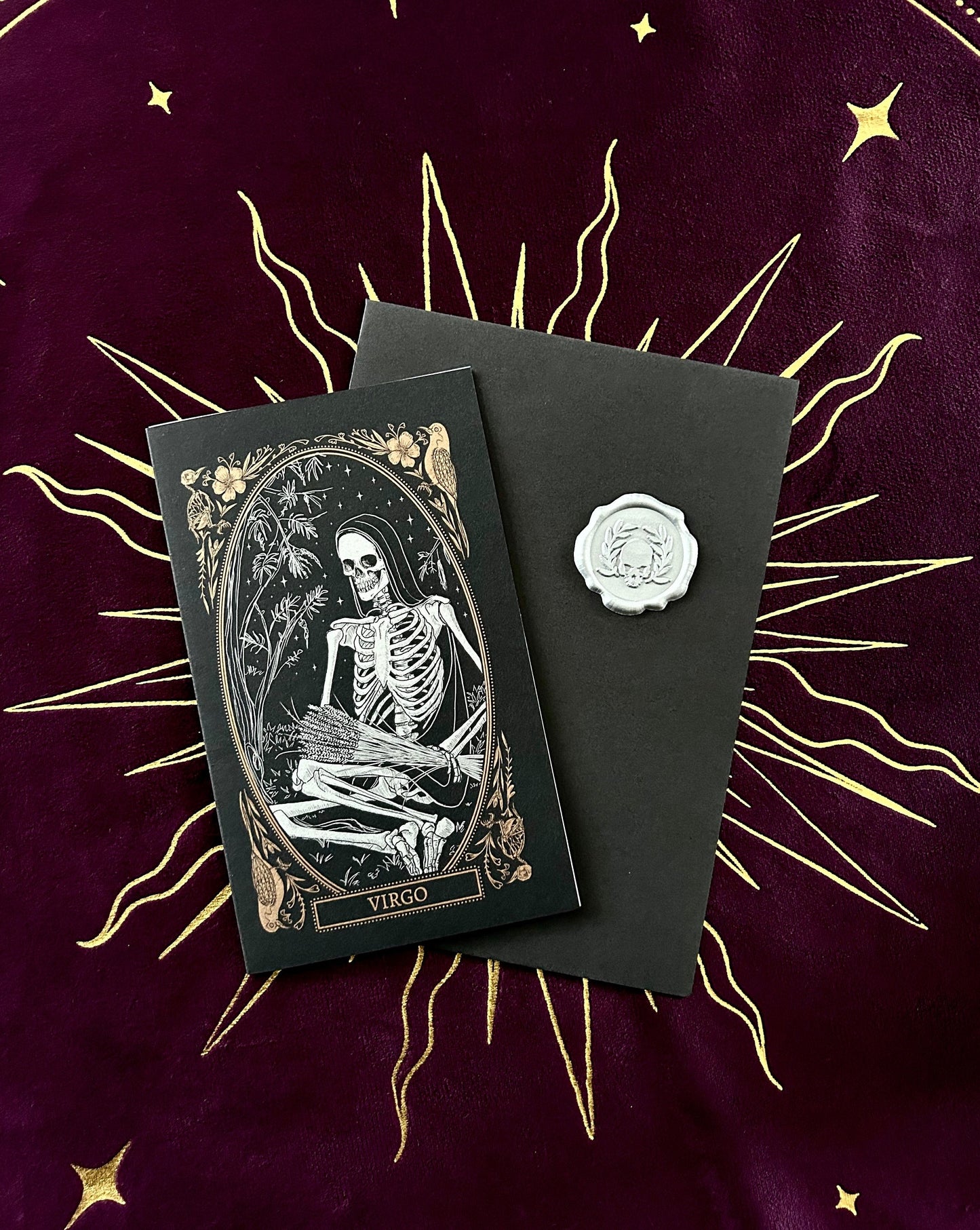 blank greeting card with virgo zodiac sign design from the Mirror Oracle deck by Amrit Brar and 13th Press