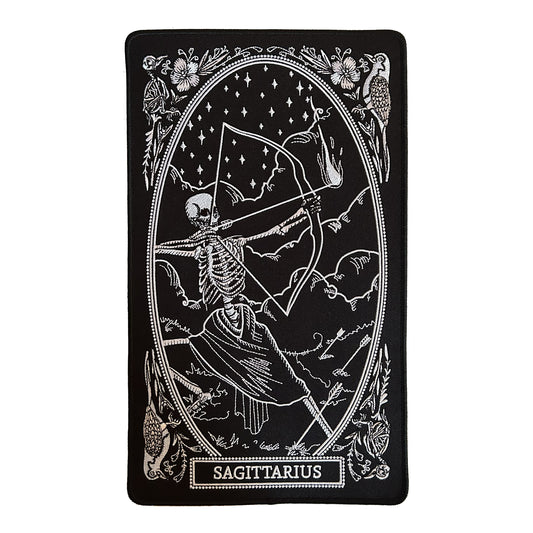large embroidered back patch of sagittarius zodiac sign from the mirror oracle deck by amrit brar and 13th press.