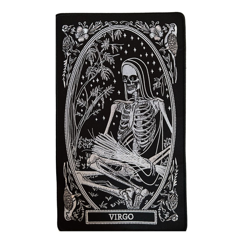 large embroidered back patch of virgo zodiac sign from the mirror oracle deck by amrit brar and 13th press.