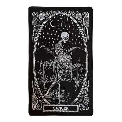 large embroidered back patch of cancer zodiac sign from the mirror oracle deck by amrit brar and 13th press.