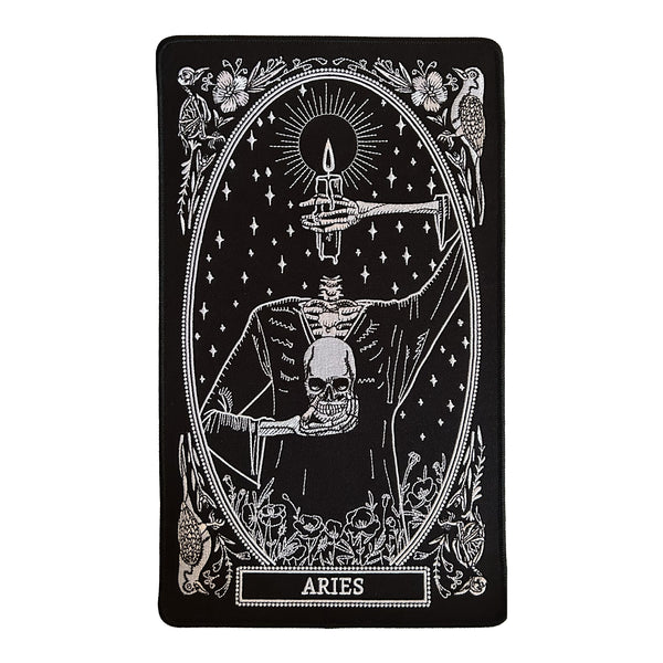 large embroidered back patch of aries zodiac sign from the mirror oracle deck by amrit brar and 13th press.