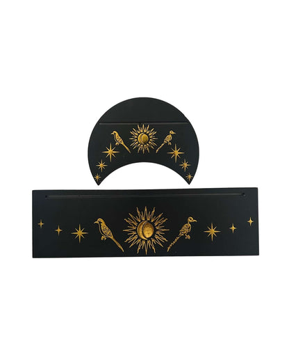 black and gold tarot card stand 