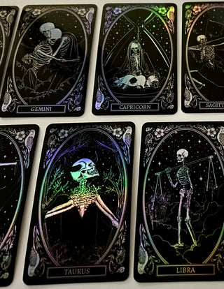 holographic zodiac sign stickers designs from the mirror oracle deck