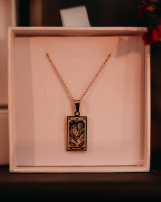 the lovers tarot card gold pendant necklace