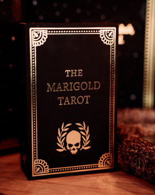 marigold tarot deck classic version on altar space #tarot #tarotcards #tarotdeck #populartarotdecks #tarotreading