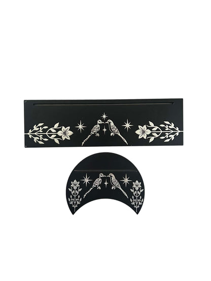 black and silver tarot card reading stand