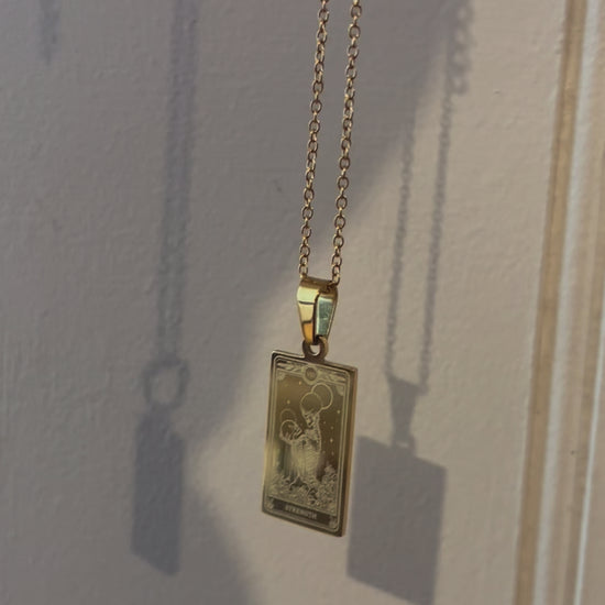 tarot card necklace, gold pendant tarot necklace, gold necklace, dainty necklace