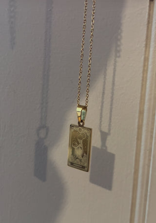 tarot card necklace, gold pendant tarot necklace, gold necklace, dainty necklace