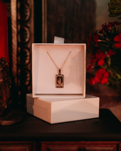 Tarot Card Necklace - Strength from the Marigold Tarot Deck, 13th Press x Feyr™
