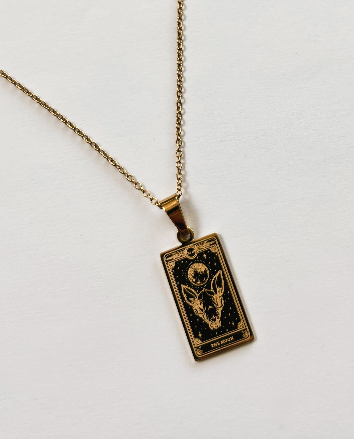 Tarot Card Necklace - The Moon from the Marigold Tarot Deck, 13th Press x Feyr™