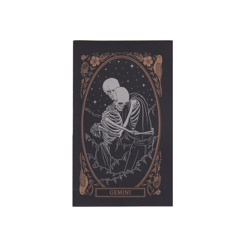 gemini zodiac sign greeting card with black envelope and silver wax seal