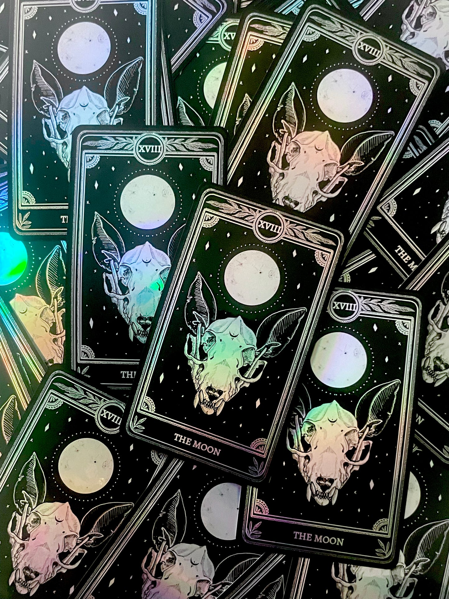 Celestial Sticker Pack, Marigold Tarot Holographic: The Star, The Moon, The Sun, The World