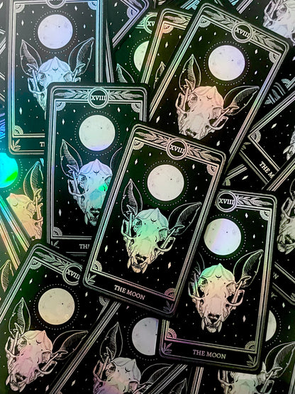 Celestial Sticker Pack, Marigold Tarot Holographic: The Star, The Moon, The Sun, The World