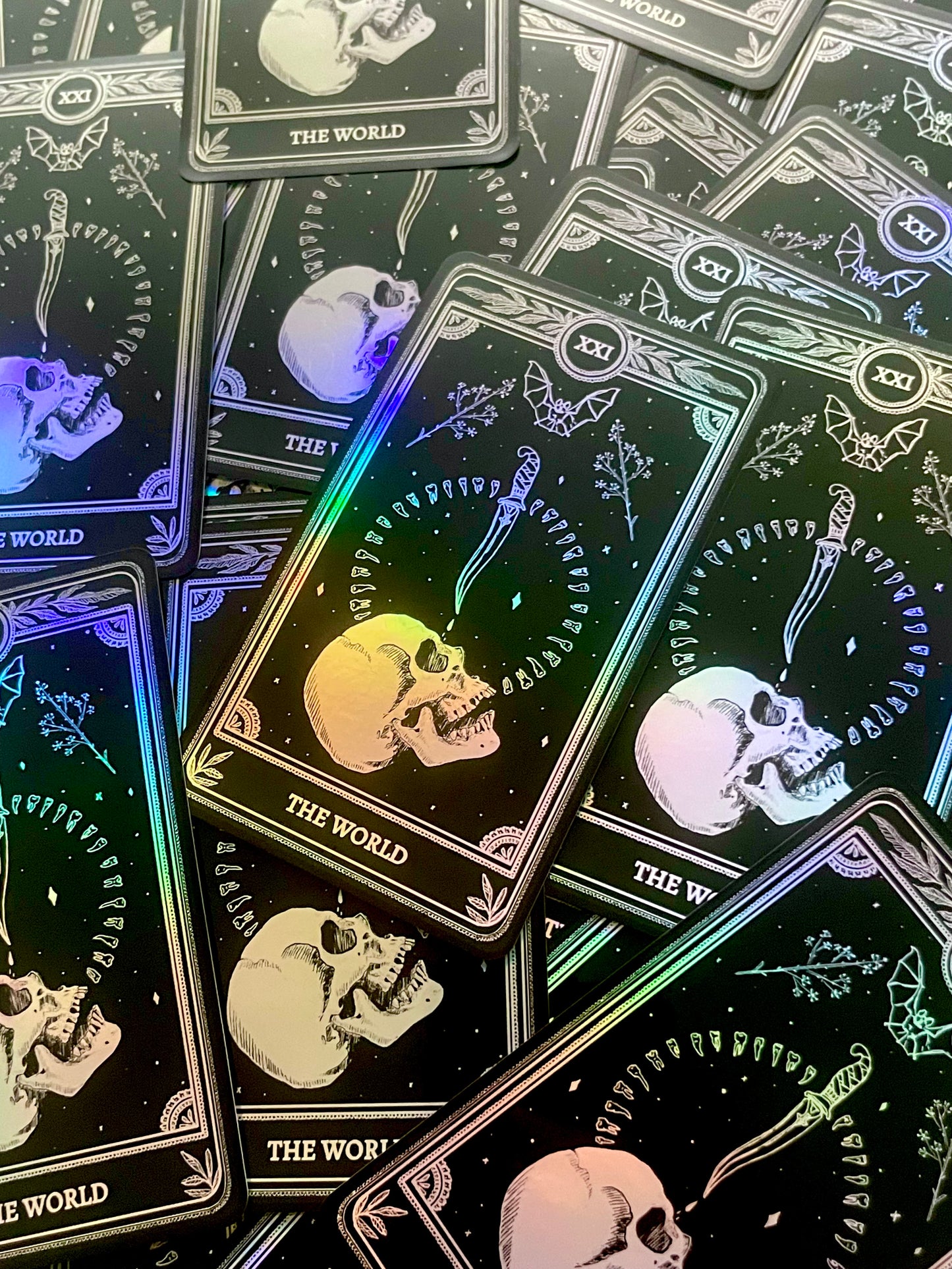 Celestial Sticker Pack, Marigold Tarot Holographic: The Star, The Moon, The Sun, The World