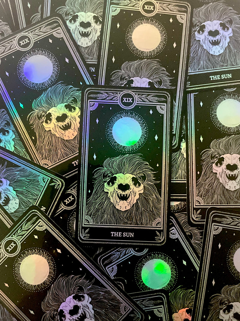 Celestial Sticker Pack, Marigold Tarot Holographic: The Star, The Moon, The Sun, The World