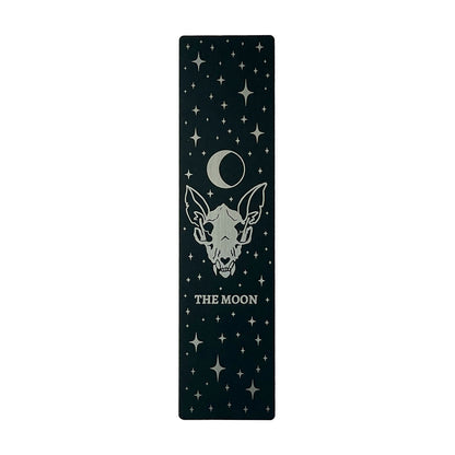 Bookmark bundle with the Star, Sun, Moon, Marigold Night designs from Marigold Tarot deck by Amrit Brar and 13th Press. Black, gold, and silver metal.