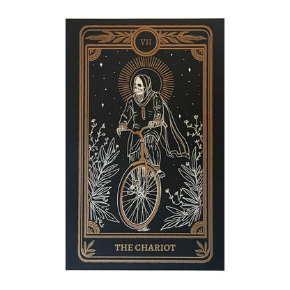 art print of the Empress tarot card from the Marigold Tarot deck by Amrit Brar and 13th Press on altar stand in frame with candle light and tarot card reading