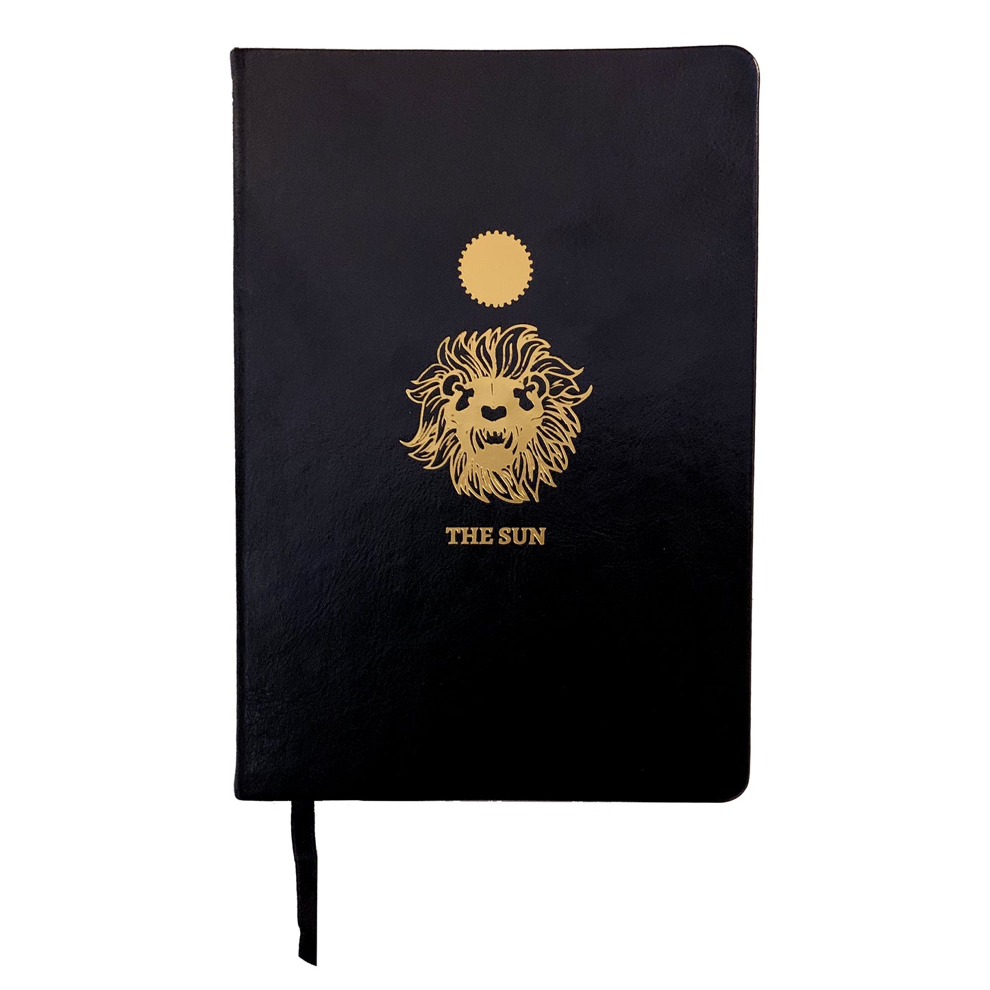 The Sun journal, faux leather, lined, black journal with black ribbon