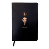 black leather journal with The Star rose gold foil designed from the Marigold Tarot deck. Bullet journal