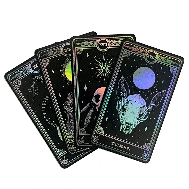 Celestial Sticker Pack, Marigold Tarot Holographic: The Star, The Moon, The Sun, The World
