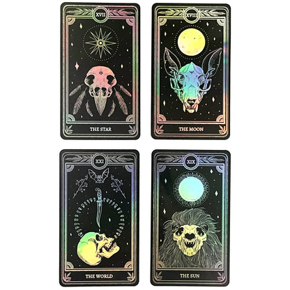 Celestial Sticker Pack, Marigold Tarot Holographic: The Star, The Moon, The Sun, The World