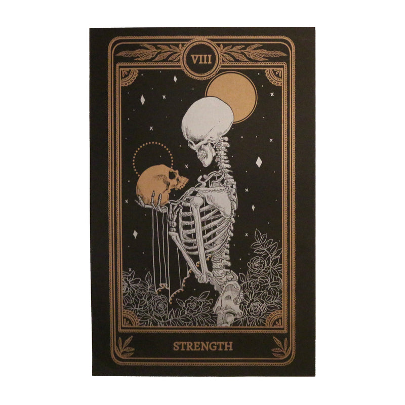 Tarot Strength card print from the Marigold Tarot deck by Amrit Brar and 13th Press. Black and dim gold ink