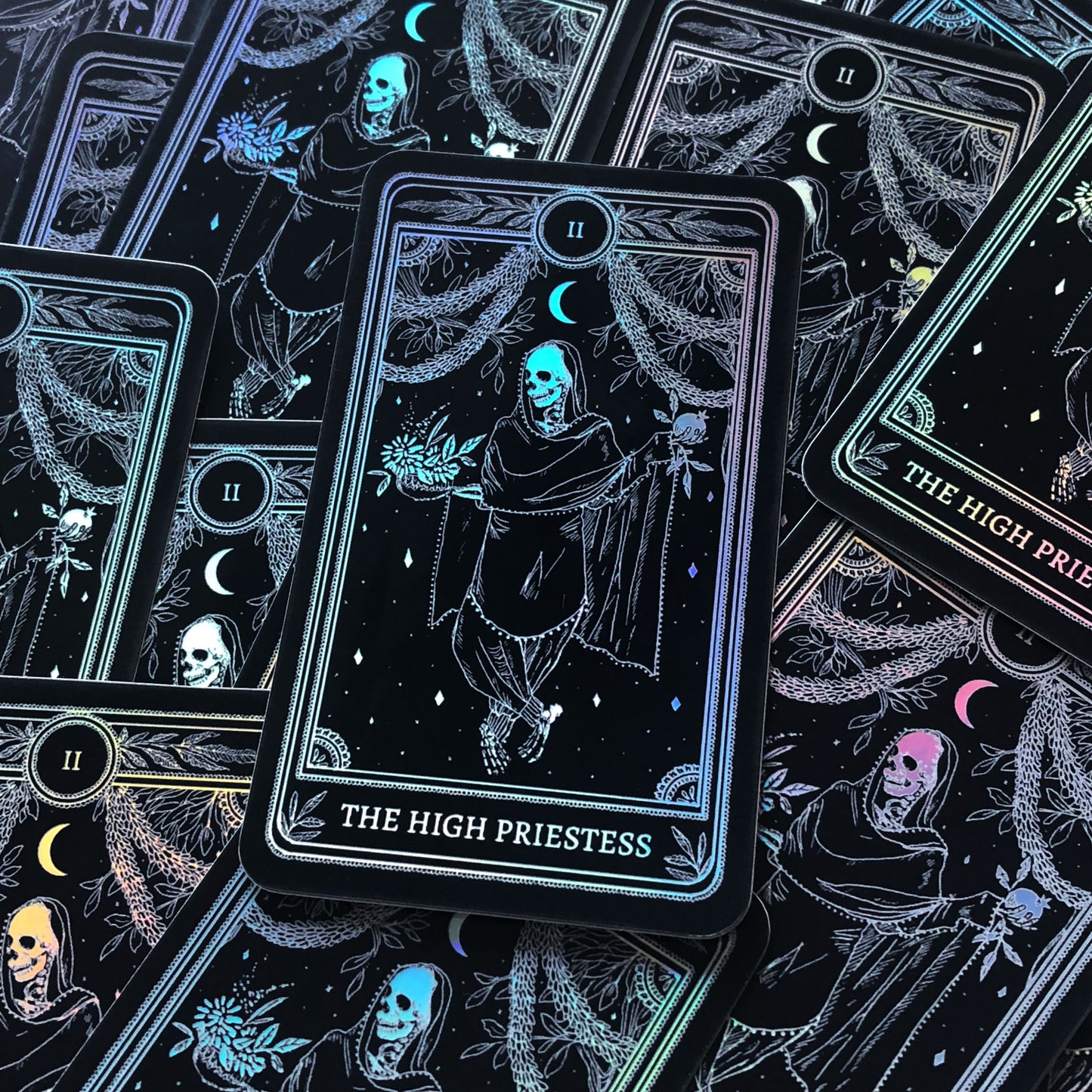 Sticker Pack, Marigold Tarot Holographic: Strength, The Devil, The Lovers, The High Priestess, Death
